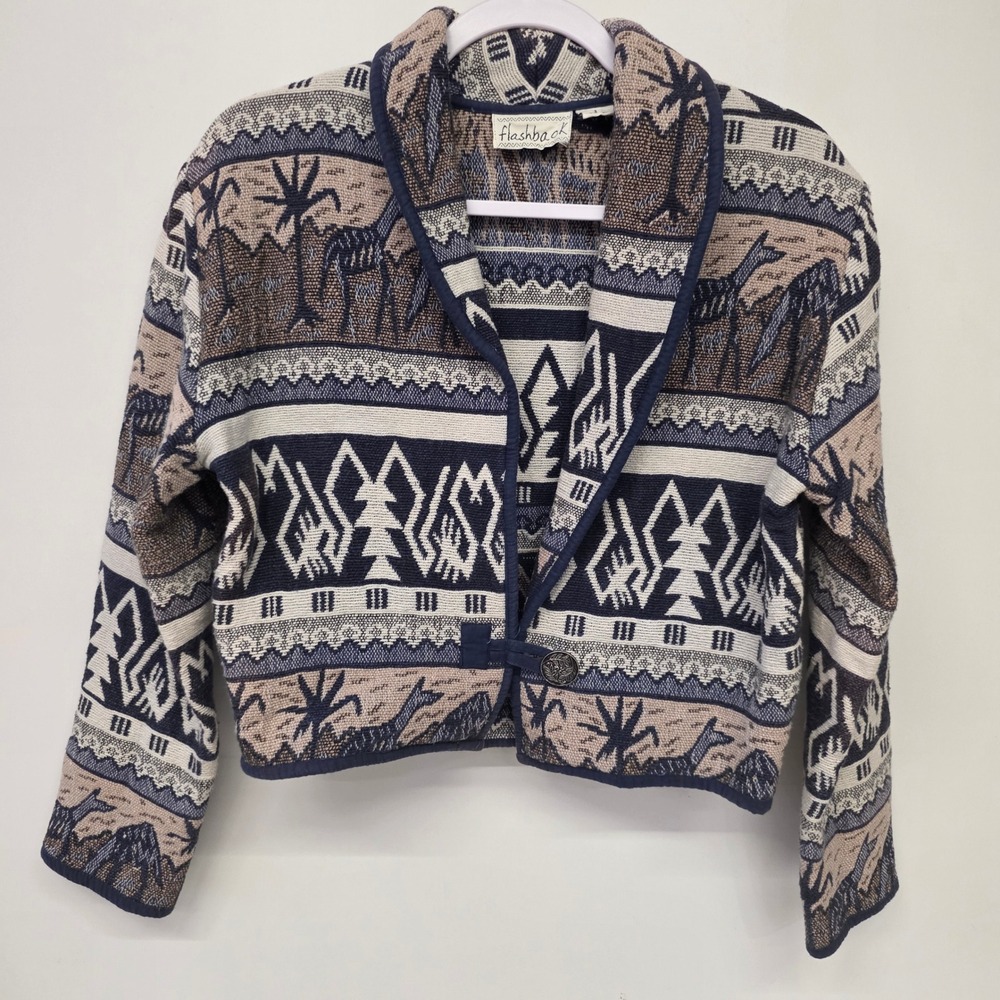Vintage Boho Tapestry Jacket Cropped Cotton Flashback Women S Desert tribal indy